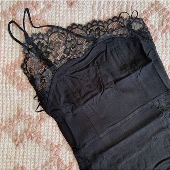 Black Free People Bodycon One Shoulder Lace Detail Mini Dress XS - Picture 3 of 6